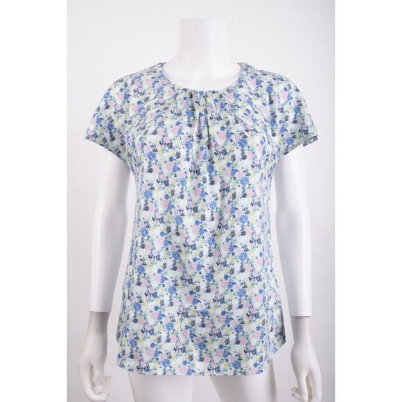 Boden Womans Florence Top Shirt Blouse UK 16 US 12 Blue Floral Silk Blend NWT - Picture 1 of 6